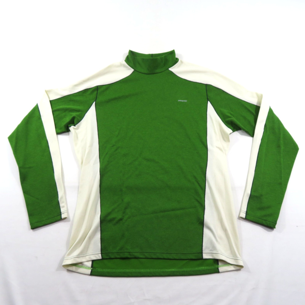 Patagonia Capilene 3 Midweight Long-Sleeved Shirt Mock Turtleneck Green-White L
